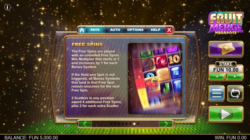 Fruit Merge Megapots - informacije o Free Spins in množitelju